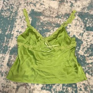 Green satin cami top